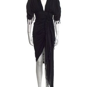 NWT Sz Small Just Bee Queen Black Ruched Wrap Dress